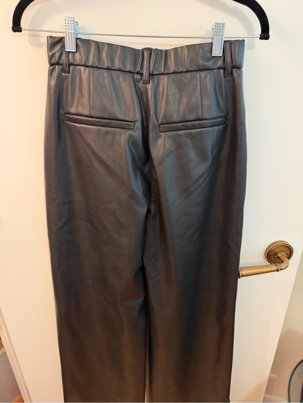 Abercrombie & Fitch Vegan Leather Trouser Pants Black Pleated Wide Leg S - Picture 5 of 7